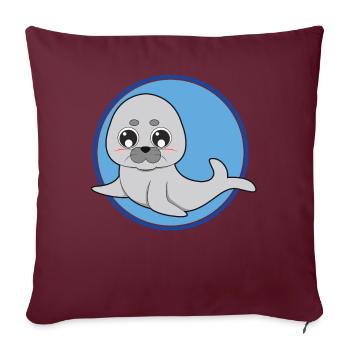 Otarie phoque mignonne - Housse de coussin décorative 45 x 45 cm - bordeaux - Devant