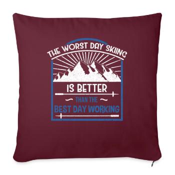 Ski ski - Housse de coussin décorative 45 x 45 cm - bordeaux - Devant
