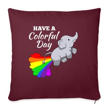 Éléphant blague illustration comique arc-en-ciel - Housse de coussin décorative 45 x 45 cm - bordeaux - Devant