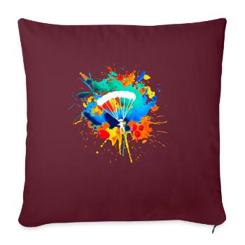 Parachutiste parapente éclaboussure de peinture Springer - Housse de coussin décorative 45 x 45 cm - bordeaux - Devant