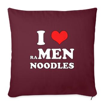 J'adore les ramen - Housse de coussin décorative 45 x 45 cm - bordeaux - Devant