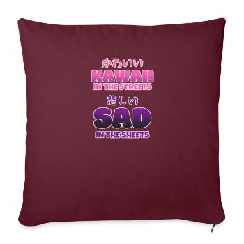 Yami Kawaii dans les rues triste dans les draps - Housse de coussin décorative 45 x 45 cm - bordeaux - Devant