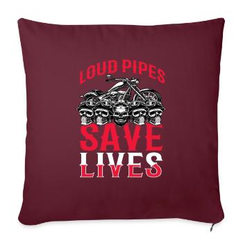 Loud Pipes Save Lives Biker Motorcycle Chopper Bike - Housse de coussin décorative 45 x 45 cm - bordeaux - Devant
