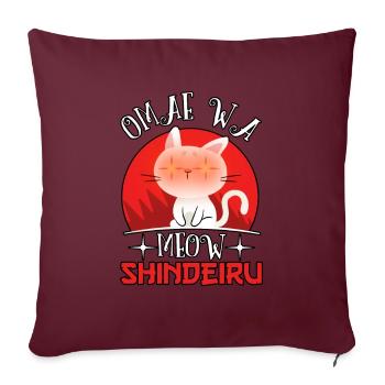 Omae Wa Mou Shindeiru Anime Meme Kawaii Cute Cat - Housse de coussin décorative 45 x 45 cm - bordeaux - Devant