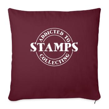 Addicted To Stamps Collection de timbres-poste - Housse de coussin décorative 45 x 45 cm - bordeaux - Devant