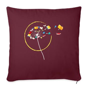 Livres fleur lecture livre littérature - Housse de coussin décorative 45 x 45 cm - bordeaux - Devant