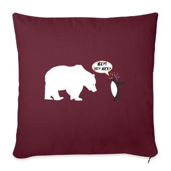 Rencontre drôle d'ours polaire et de pingouin au pôle Sud - Housse de coussin décorative 45 x 45 cm - bordeaux - Devant