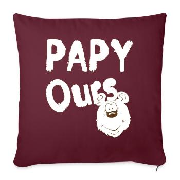 Papy Ours blanc - Housse de coussin décorative 45 x 45 cm - bordeaux - Devant