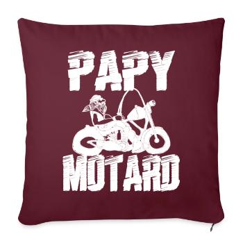 Papy Motard blanc - Housse de coussin décorative 45 x 45 cm - bordeaux - Devant