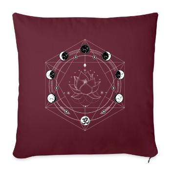 Yoga des phases de lune fleur de lotus noir - Housse de coussin décorative 45 x 45 cm - bordeaux - Devant