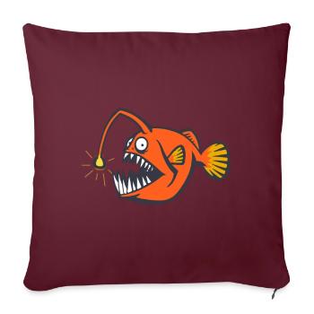 Deep sea frogfish. Scary fish - Sofa pillowcase 17,3'' x 17,3'' (45 x 45 cm) - burgundy - Front