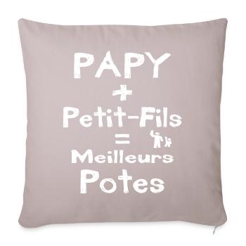 Papy + Petit-fils = Meilleurs Potes - Housse de coussin décorative 45 x 45 cm - taupe clair - Devant