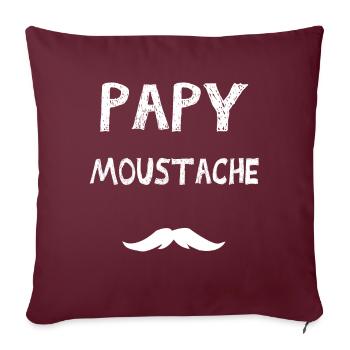 PAPY Moustache blanc - Housse de coussin décorative 45 x 45 cm - bordeaux - Devant