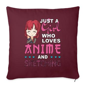 Juste une fille qui aime les cadeaux d'anime et de croquis - Housse de coussin décorative 45 x 45 cm - bordeaux - Devant