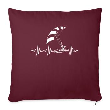Kiter kitesurfer heartbeat kitesurf kitesurf - Housse de coussin décorative 45 x 45 cm - bordeaux - Devant