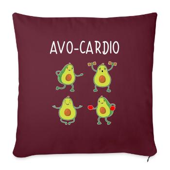 Avocardio Avocat Végétarien Fitness Sportif - Housse de coussin décorative 45 x 45 cm - bordeaux - Devant