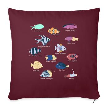 Salzwasseraquarium tropische Fische - Sofakissenbezug 45 x 45 cm - Burgunderrot - Vorne