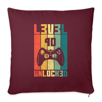 Niveau 40 Unlocked Joueur cadeau 40 anniversaire - Housse de coussin décorative 45 x 45 cm - bordeaux - Devant