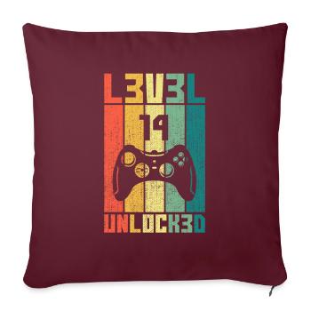 Niveau 14 Unlocked Joueur cadeau 14 anniversaire - Housse de coussin décorative 45 x 45 cm - bordeaux - Devant