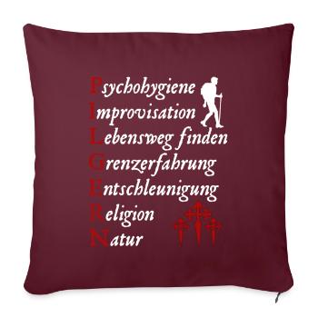 Pilgern Definition Jakobsweg Pilger Jakobskreuz - Sofakissenbezug 45 x 45 cm - Burgunderrot - Vorne