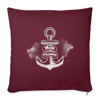 L’île de Pellworm avec ancre pour vacances à la plage sur la côte - Housse de coussin décorative 45 x 45 cm - bordeaux - Devant