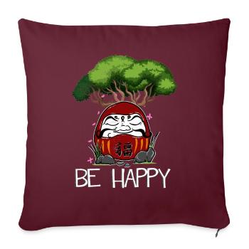 Japanese Daruma Doll Yoga Meditation Art Be Happy - Housse de coussin décorative 45 x 45 cm - bordeaux - Devant