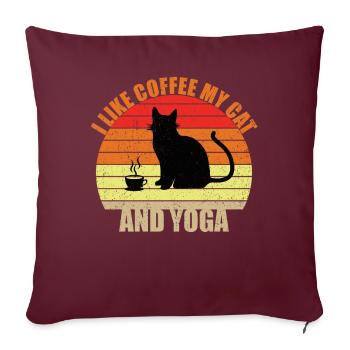 Ich mag Coffee My Cat und Yoga - Sofakissenbezug 45 x 45 cm - Burgunderrot - Vorne