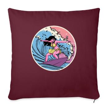 Surfeurs Anime Girl Vaporwave Surf Board Surf - Housse de coussin décorative 45 x 45 cm - bordeaux - Devant