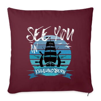 Kühlungsborn bateau Baltique côte île bateau - Housse de coussin décorative 45 x 45 cm - bordeaux - Devant