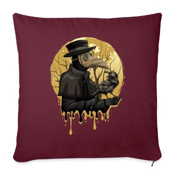 Corbeau Noir Death Plague Doctor Occulte Rabe Goth - Housse de coussin décorative 45 x 45 cm - bordeaux - Devant