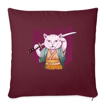 Japonais Saurrai Maneki Neko Cat Katana Aesthetic - Housse de coussin décorative 45 x 45 cm - bordeaux - Devant