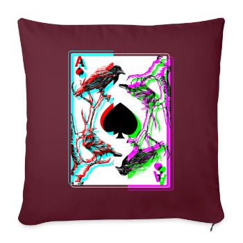 Corbeau And The Ace Of Spade Occulte Death Rabe - Housse de coussin décorative 45 x 45 cm - bordeaux - Devant