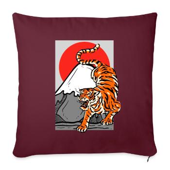 Tiger Aesthetic Japan Mt. Fuji Fujiyama Red Sun - Housse de coussin décorative 45 x 45 cm - bordeaux - Devant