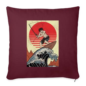 Surfer Anime Boy Pêche Kanagawa Pêche - Housse de coussin décorative 45 x 45 cm - bordeaux - Devant