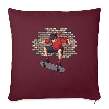 Skater Anime Girl Skateboard Esthétique Web - Housse de coussin décorative 45 x 45 cm - bordeaux - Devant