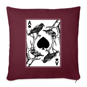 Krähe et l'as de pique la mort occulte du corbeau - Housse de coussin décorative 45 x 45 cm - bordeaux - Devant