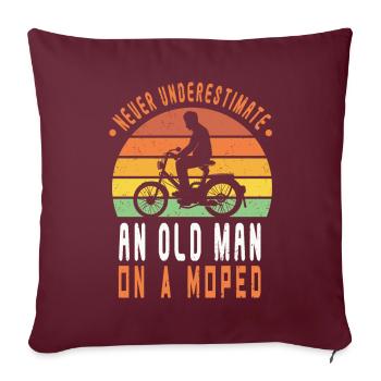 Mobylette homme sous-estimer mobylette Mokick Vintage - Housse de coussin décorative 45 x 45 cm - bordeaux - Devant