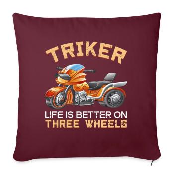 Triker Tricycle Roues Trike Moteur Trike Biker - Housse de coussin décorative 45 x 45 cm - bordeaux - Devant