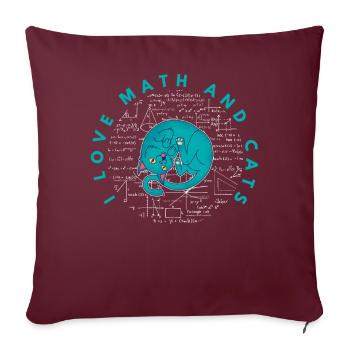 Maths Amour Mathématiques Algésabra Félin - Housse de coussin décorative 45 x 45 cm - bordeaux - Devant