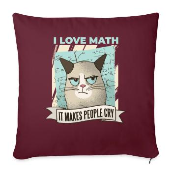 Maths Amour Pleurer Mathe mathématicien Amour du chat - Housse de coussin décorative 45 x 45 cm - bordeaux - Devant