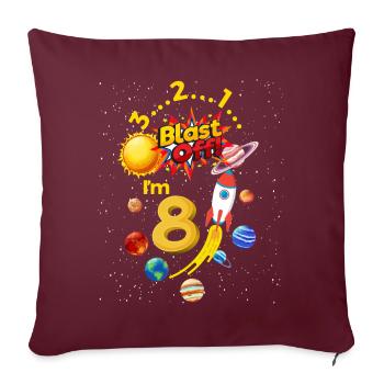 Huitième anniversaire Blast Off 8 Astronaut fusée - Housse de coussin décorative 45 x 45 cm - bordeaux - Devant