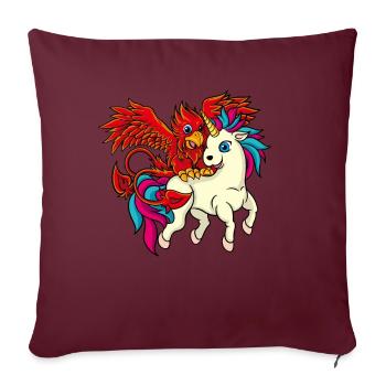 Beste Freunde - Einhorn und Phoenix - Sofakissenbezug 45 x 45 cm - Burgunderrot - Vorne