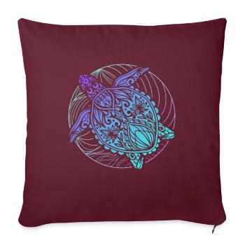 Tortues Mandala surfeur - Housse de coussin décorative 45 x 45 cm - bordeaux - Devant