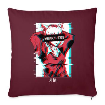 Heartless Anime Girl Vaporwave Aesthetic Otaku - Housse de coussin décorative 45 x 45 cm - bordeaux - Devant