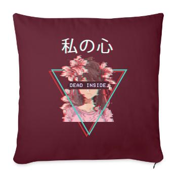 Dead Inside Anime Girl Waifu Vaporwave Aesthetic - Housse de coussin décorative 45 x 45 cm - bordeaux - Devant