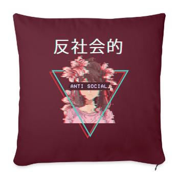 Antisocial Anime Girl Waifu Vaporwave Aesthetic - Housse de coussin décorative 45 x 45 cm - bordeaux - Devant