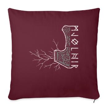 Le marteau de Thor avec flash - Mjölnir - Housse de coussin décorative 45 x 45 cm - bordeaux - Devant