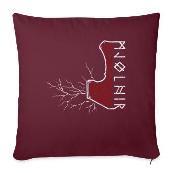 Le marteau de Thor avec flash - Mjölnir - Housse de coussin décorative 45 x 45 cm - bordeaux - Devant
