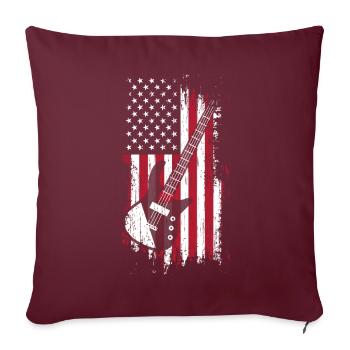 Guitare Drapeau américain USA Vintage Musique - Housse de coussin décorative 45 x 45 cm - bordeaux - Devant