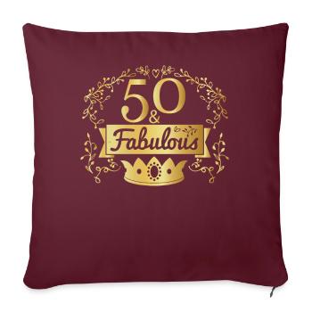 50 & Fabulous Couronne Couronne Millésime d’anniversaire roi - Housse de coussin décorative 45 x 45 cm - bordeaux - Devant